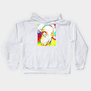 Charles Darwin Colourful Portrait | Charles Darwin Artwork 12 Kids Hoodie